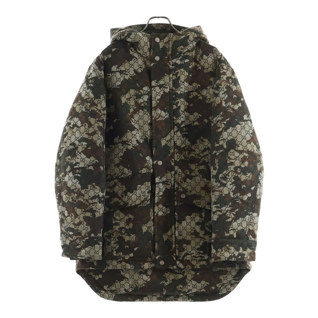GUCCI(グッチ) GGマーブル ジャガード 総柄 ジップアップ 中綿 ジャケット カーキ 851258