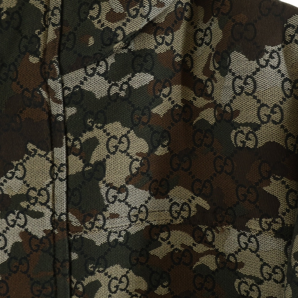 GUCCI(グッチ) GGマーブル ジャガード 総柄 ジップアップ 中綿 ジャケット カーキ 851258