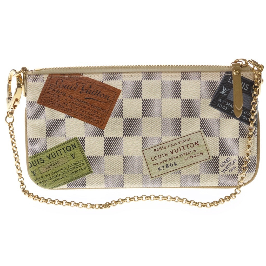 LOUIS VUITTON(ルイヴィトン) ダミエアズール ポシェットミラMM ミニハンドバッグ チェーンバッグ ケース アイボリー PVC N63078 ゴールド金具 レディース
