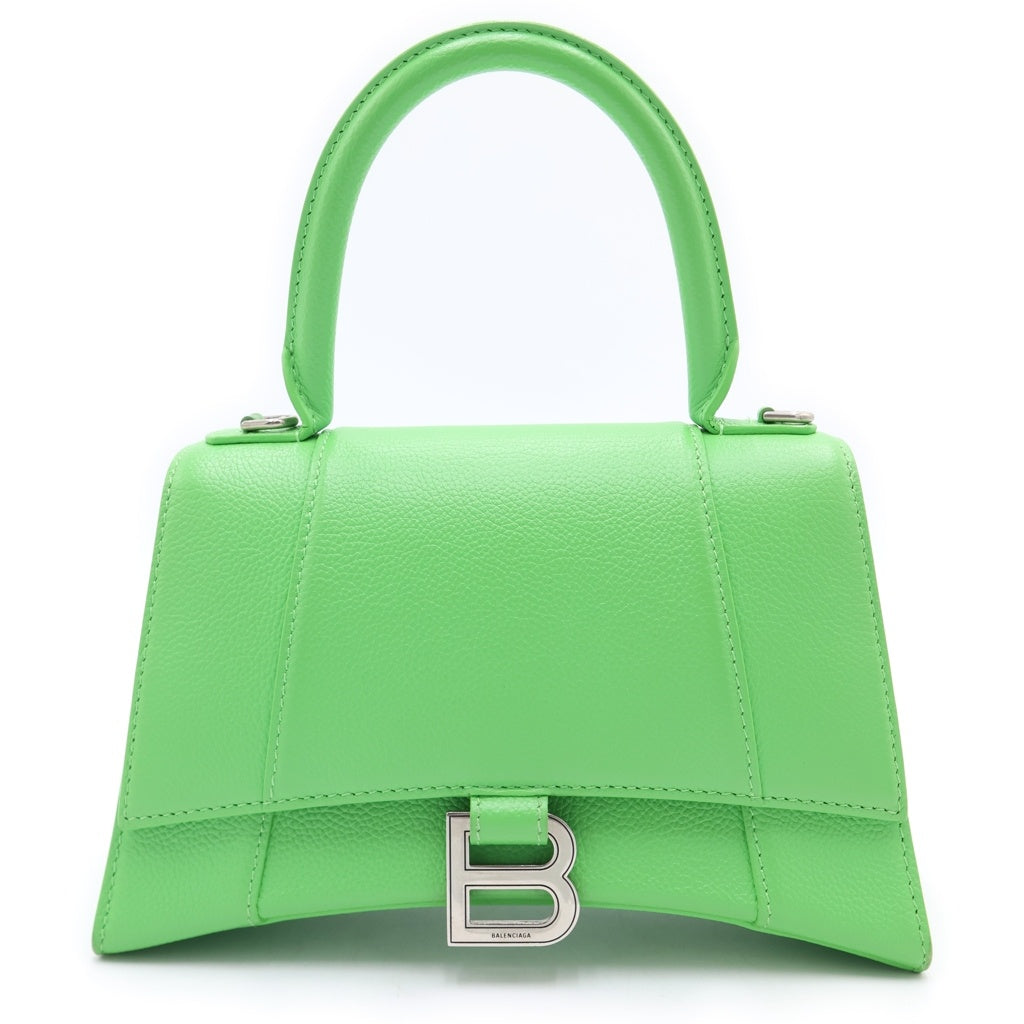BALENCIAGA(バレンシアガ) アワーグラス スモール XS 2WAYハンドバッグ ショルダーバッグ グリーン レザー 593546 シルバー金具 レディース