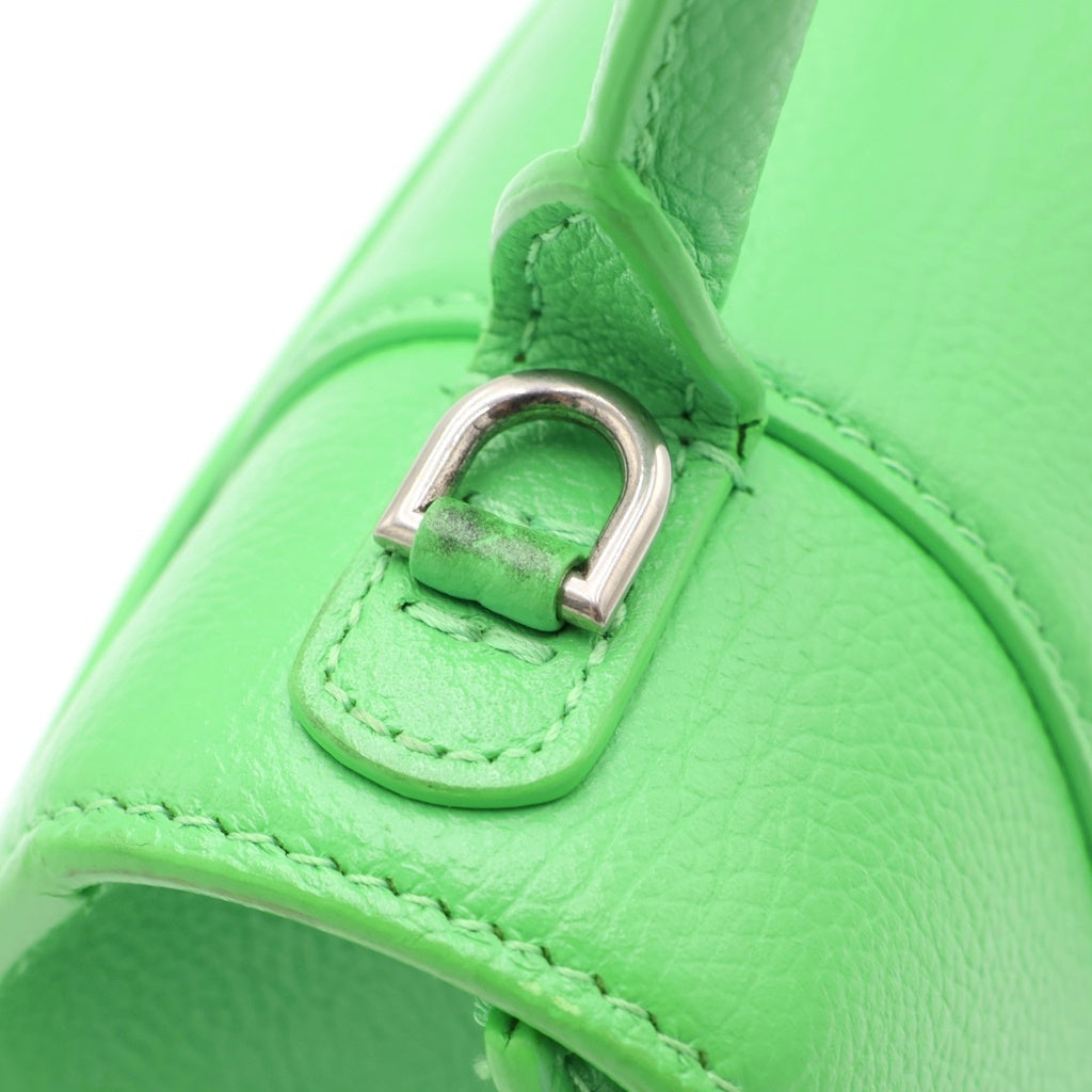 BALENCIAGA(バレンシアガ) アワーグラス スモール XS 2WAYハンドバッグ ショルダーバッグ グリーン レザー 593546 シルバー金具 レディース