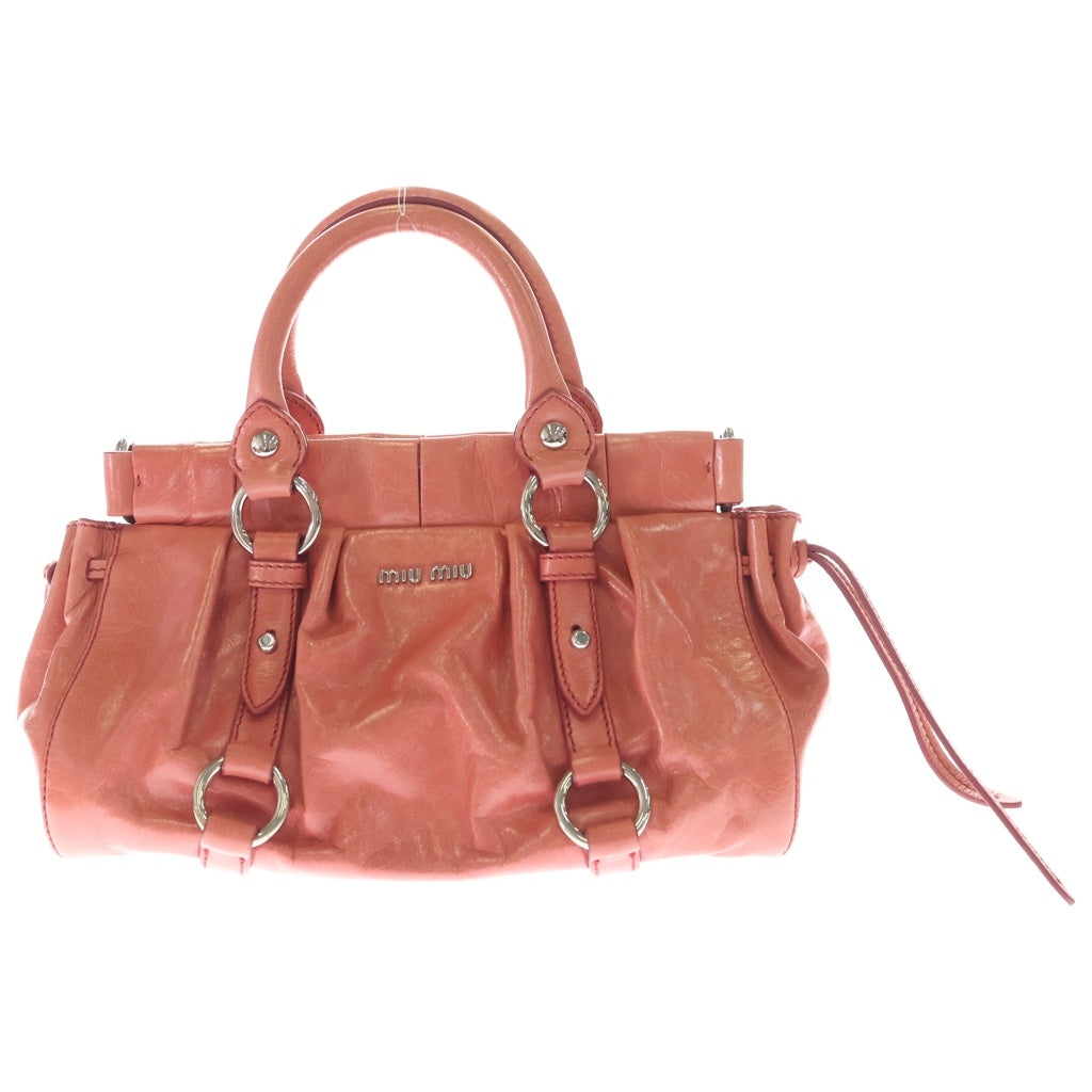 miumiu(ミュウミュウ) ヴィッテロリュクス 2WAYハンドバッグ ショルダーバッグ サーモンピンク レザー シルバー金具 レディース