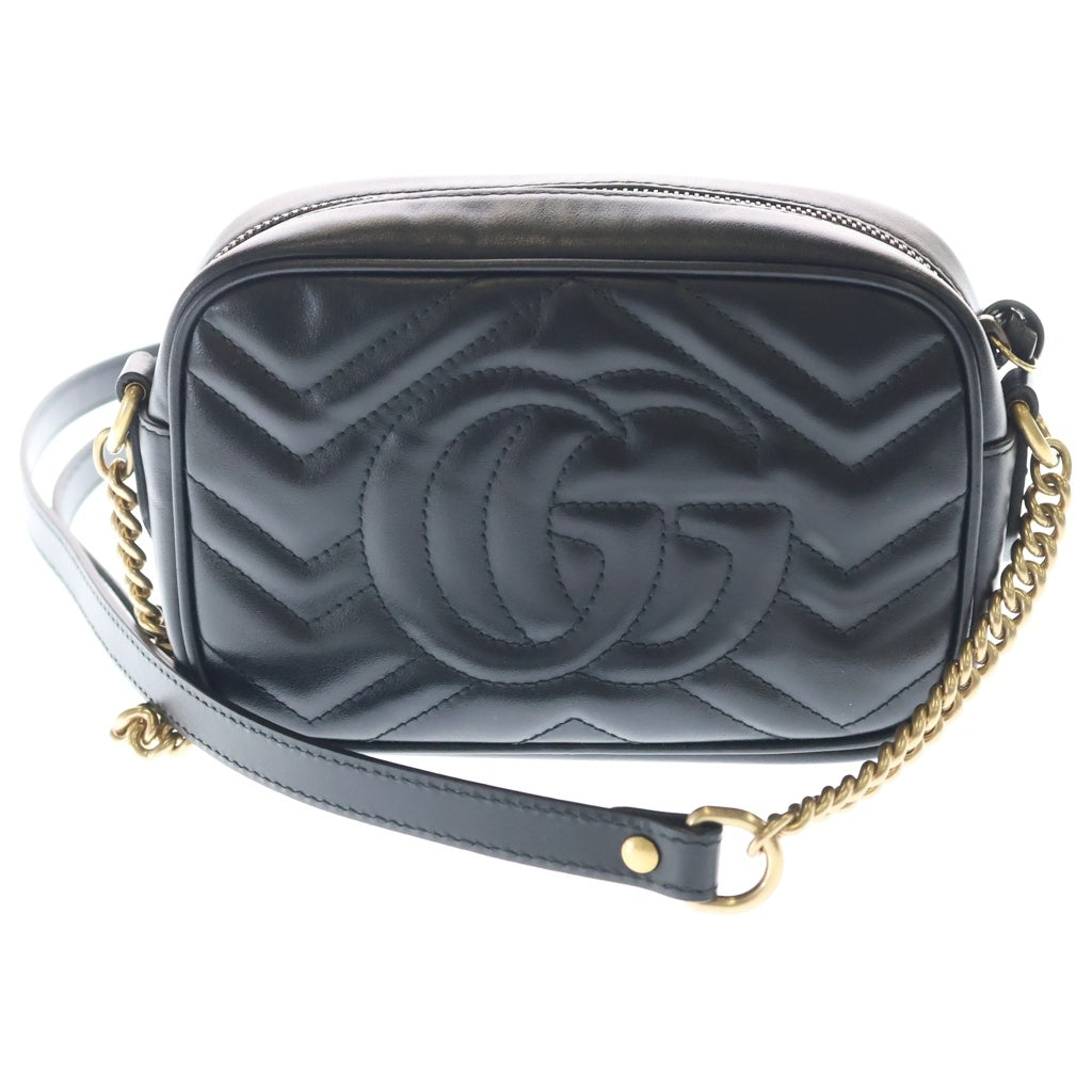 GUCCI(グッチ) GGマーモント キルティング レザー ゴールド金具 カメラバッグ チェーン ショルダーバッグ ブラック 448065 レディース
