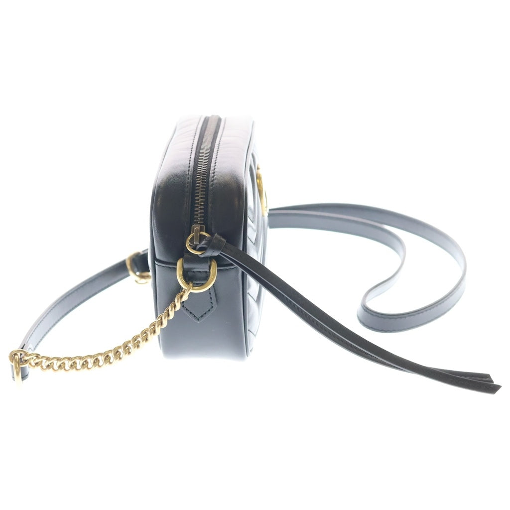GUCCI(グッチ) GGマーモント キルティング レザー ゴールド金具 カメラバッグ チェーン ショルダーバッグ ブラック 448065 レディース