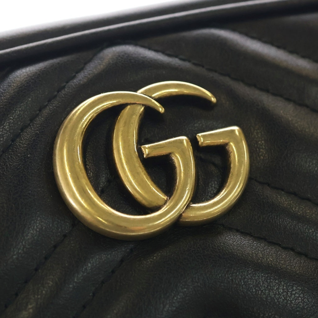 GUCCI(グッチ) GGマーモント キルティング レザー ゴールド金具 カメラバッグ チェーン ショルダーバッグ ブラック 448065 レディース