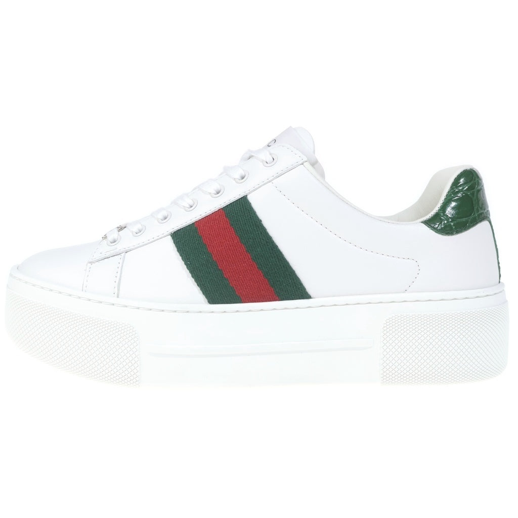 GUCCI(グッチ) ウェブストライプ ローカットスニーカー シューズ レザー ホワイト 791399 レディース
