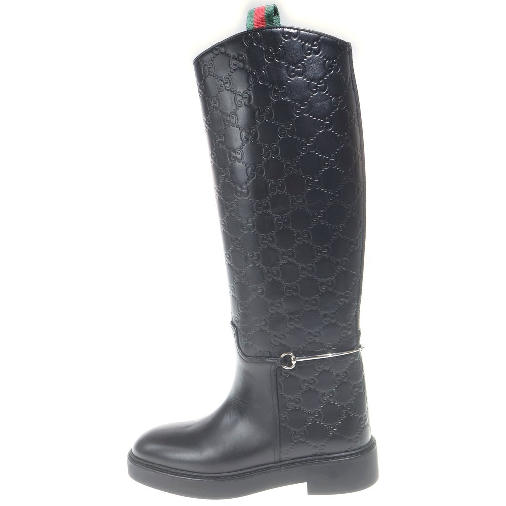 GUCCI(グッチ) □ホースビット GG ロングブーツ 黒 361/2 806391