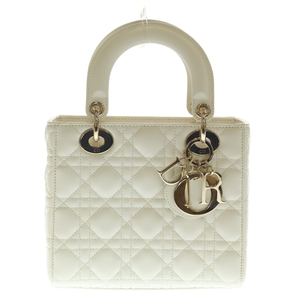 Christian Dior(クリスチャンディオール) マイレディディオール スモール カナージュ レザー ゴールド金具 2WAY ハンドバッグ ショルダーバッグ ホワイト アイボリー系 レディース