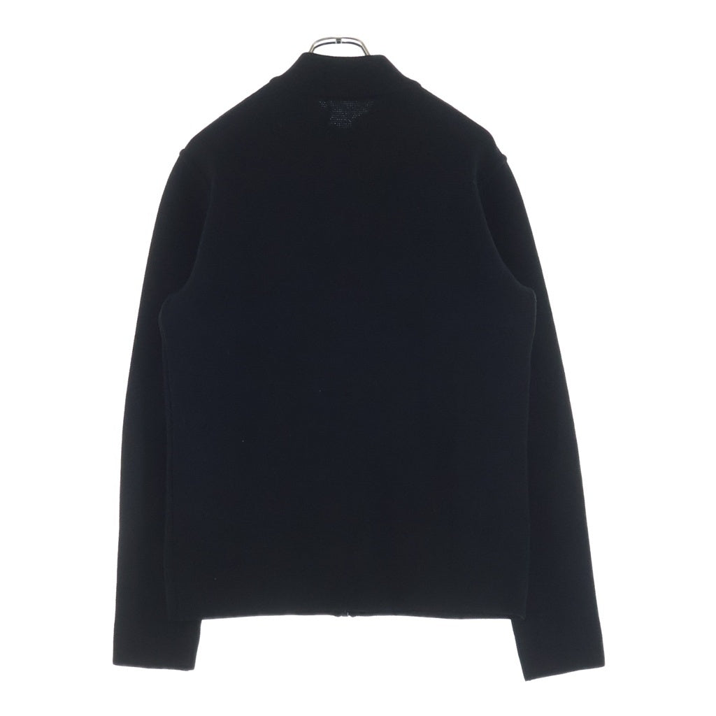 PRADA(プラダ) ラバーロゴ スタンドカラー ジップアップ ドライバーズ ニット ジャケット ブラック SMC4A