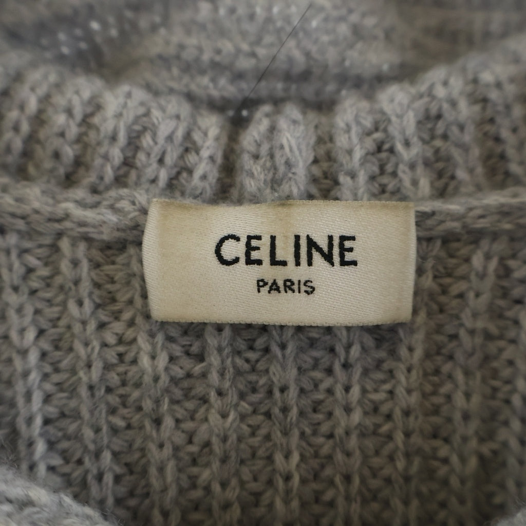 CELINE(セリーヌ) トリオンフ ワッペンロゴ ウール プルオーバー ニット フーディー パーカー グレー RY0FV0ZTQ.08GC