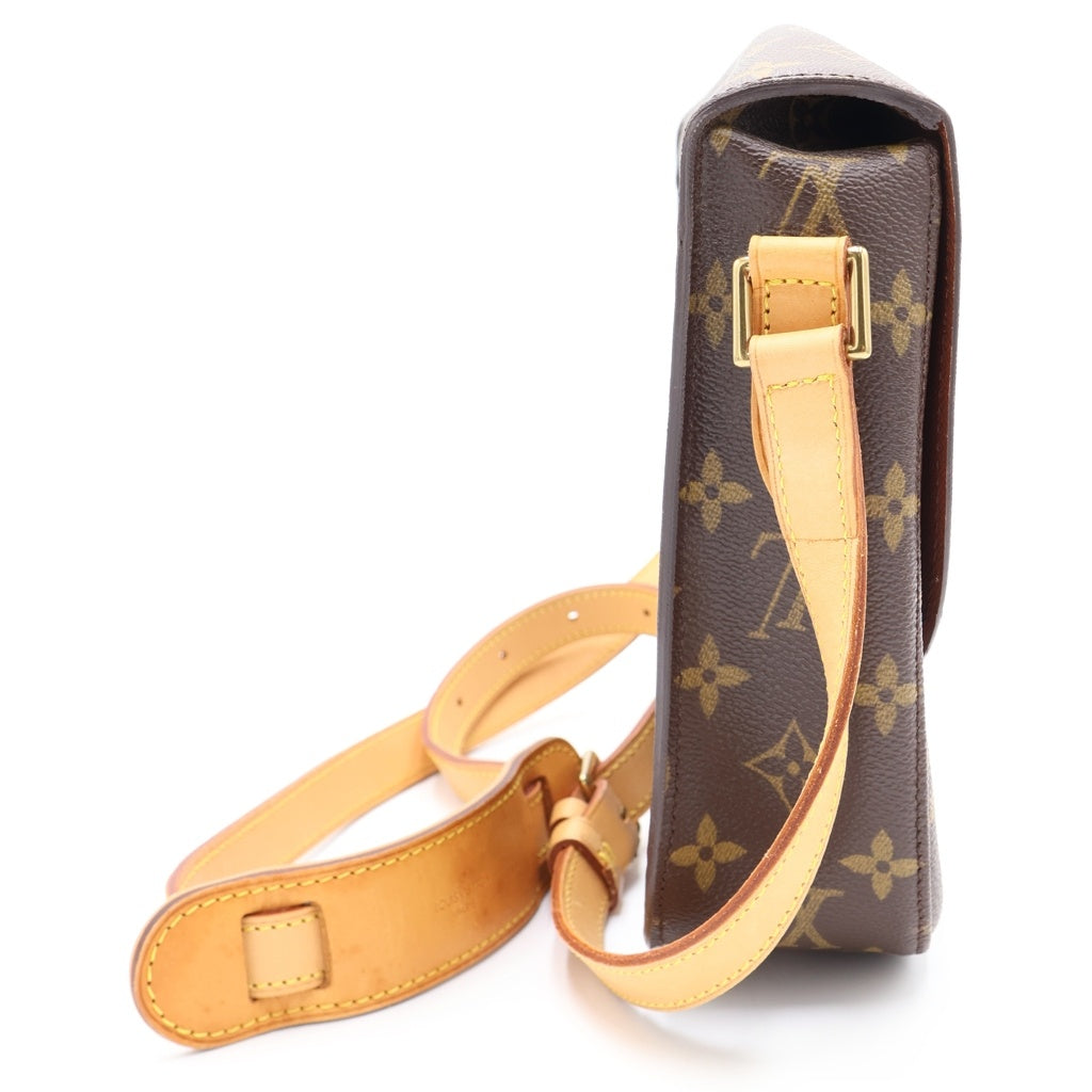 LOUIS VUITTON(ルイヴィトン) モノグラム サンクルーGM ショルダーバッグ ブラウン レザー×PVC M51242 ゴールド金具 レディース