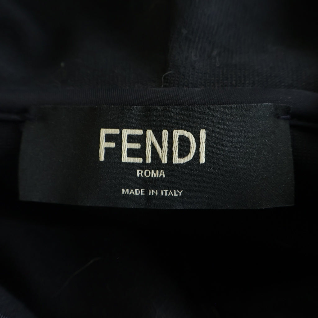 FENDI(フェンディ) ズッカ柄切り替え ジップフーディ パーカー ブラック #M FAF526 A544 レディース