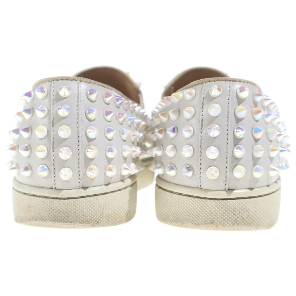 CHRISTIAN LOUBOUTIN(クリスチャンルブタン) スパイクスタッズ レザー スリッポン ローカットシューズ スニーカー アイボリー レディース