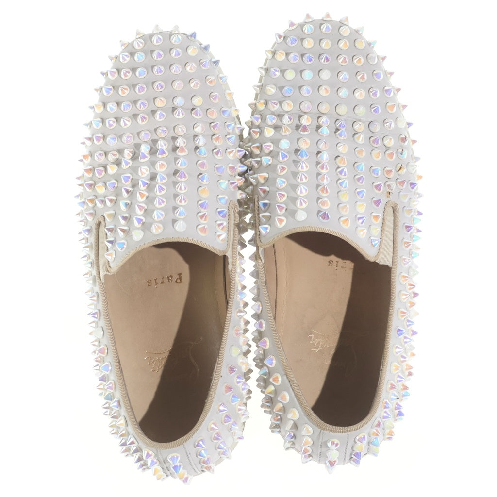 CHRISTIAN LOUBOUTIN(クリスチャンルブタン) スパイクスタッズ レザー スリッポン ローカットシューズ スニーカー アイボリー レディース