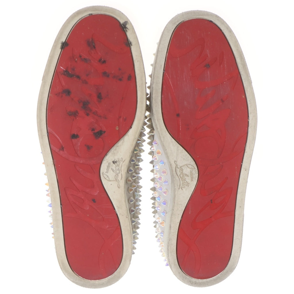 CHRISTIAN LOUBOUTIN(クリスチャンルブタン) スパイクスタッズ レザー スリッポン ローカットシューズ スニーカー アイボリー レディース