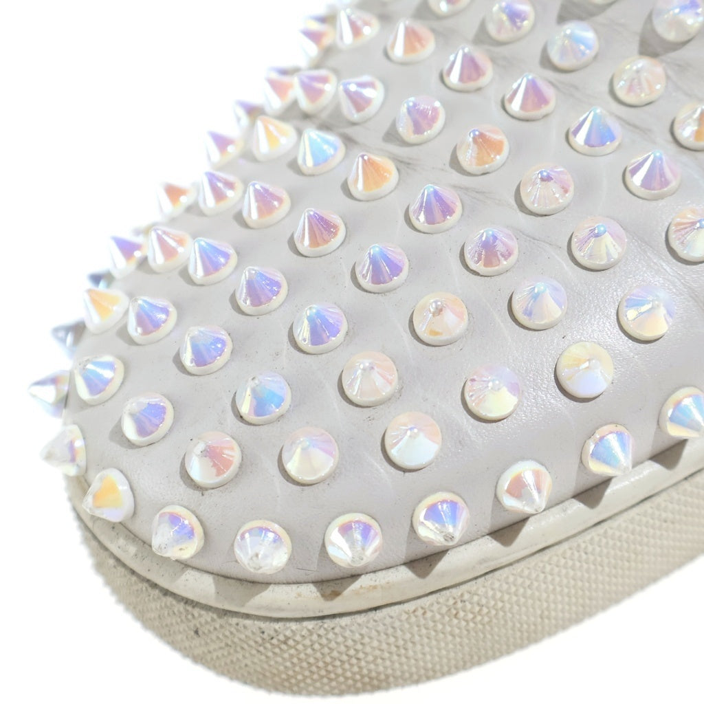 CHRISTIAN LOUBOUTIN(クリスチャンルブタン) スパイクスタッズ レザー スリッポン ローカットシューズ スニーカー アイボリー レディース