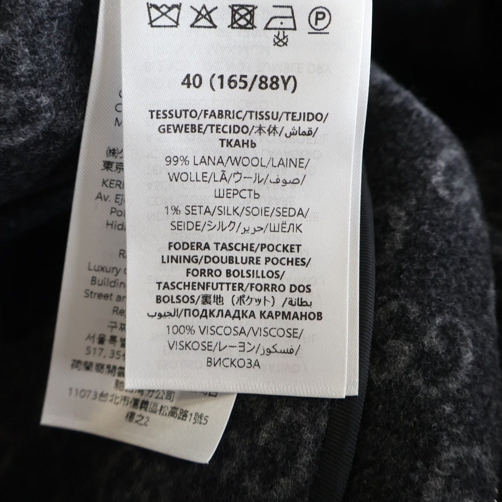 GUCCI(グッチ) 25AW ロゴ刺繍 シルク混 ウール ジップアップ フーデッド ジャケット グレー 808884