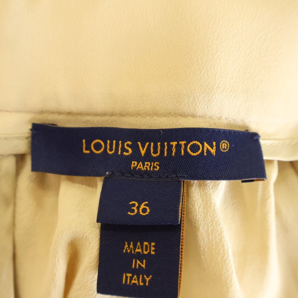 LOUIS VUITTON(ルイヴィトン) プリーツ加工 バイカラーロングスカート シルク ベージュ ホワイト RW241WW AKM FQSX25 レディース