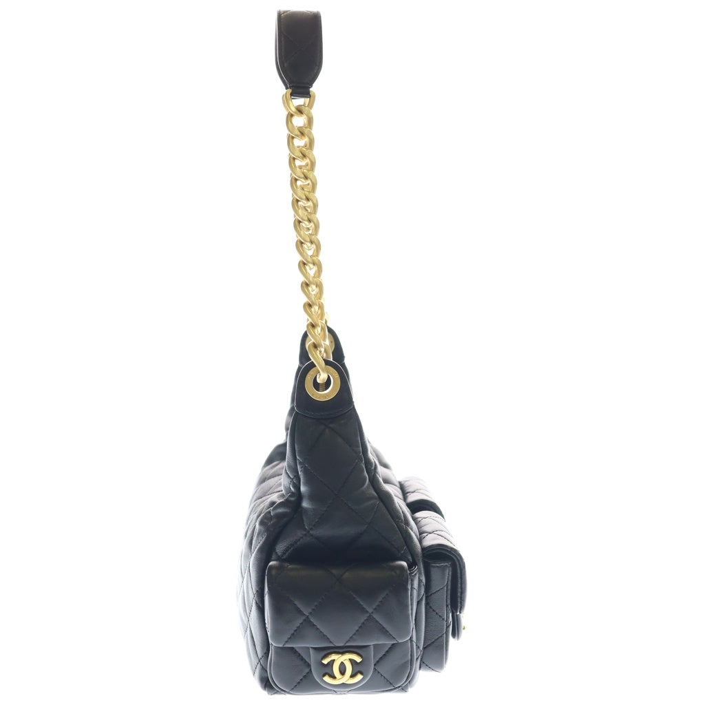 CHANEL(シャネル) ホーボー チェーン ショルダーバック マトラッセ ココマーク ゴールド金具 ラージ ラムスキン レザー AS5339