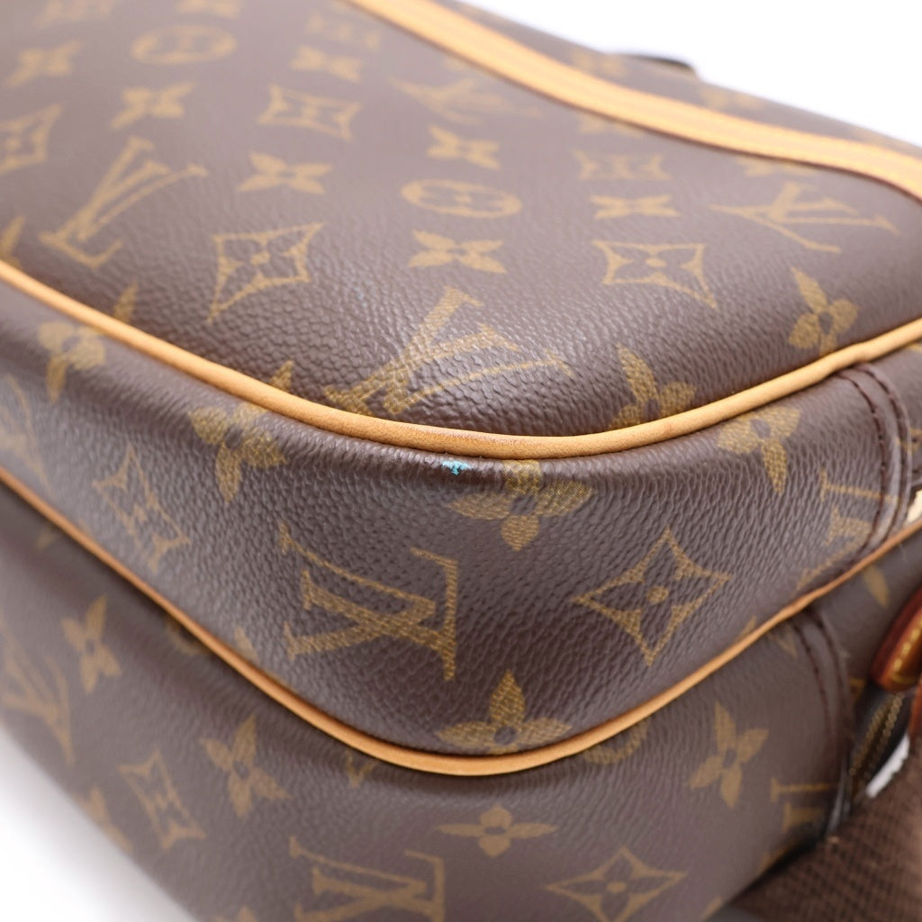 LOUIS VUITTON(ルイヴィトン) モノグラム リポーターPM ショルダーバッグ ブラウン レザー×PVC M45254 ゴールド金具 レディース