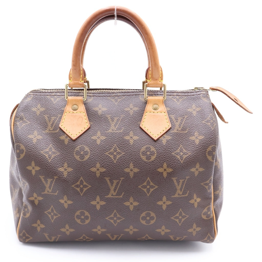 LOUIS VUITTON(ルイヴィトン) モノグラム スピーディ25 ボストンバッグ ミニバッグ ブラウン レザー×PVC M41528 ゴールド金具