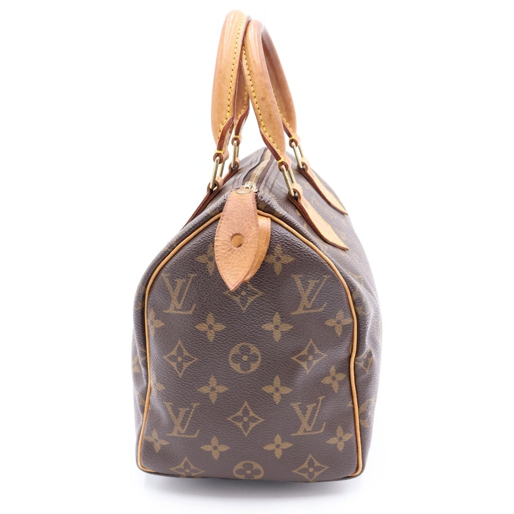 LOUIS VUITTON(ルイヴィトン) モノグラム スピーディ25 ボストンバッグ ミニバッグ ブラウン レザー×PVC M41528 ゴールド金具