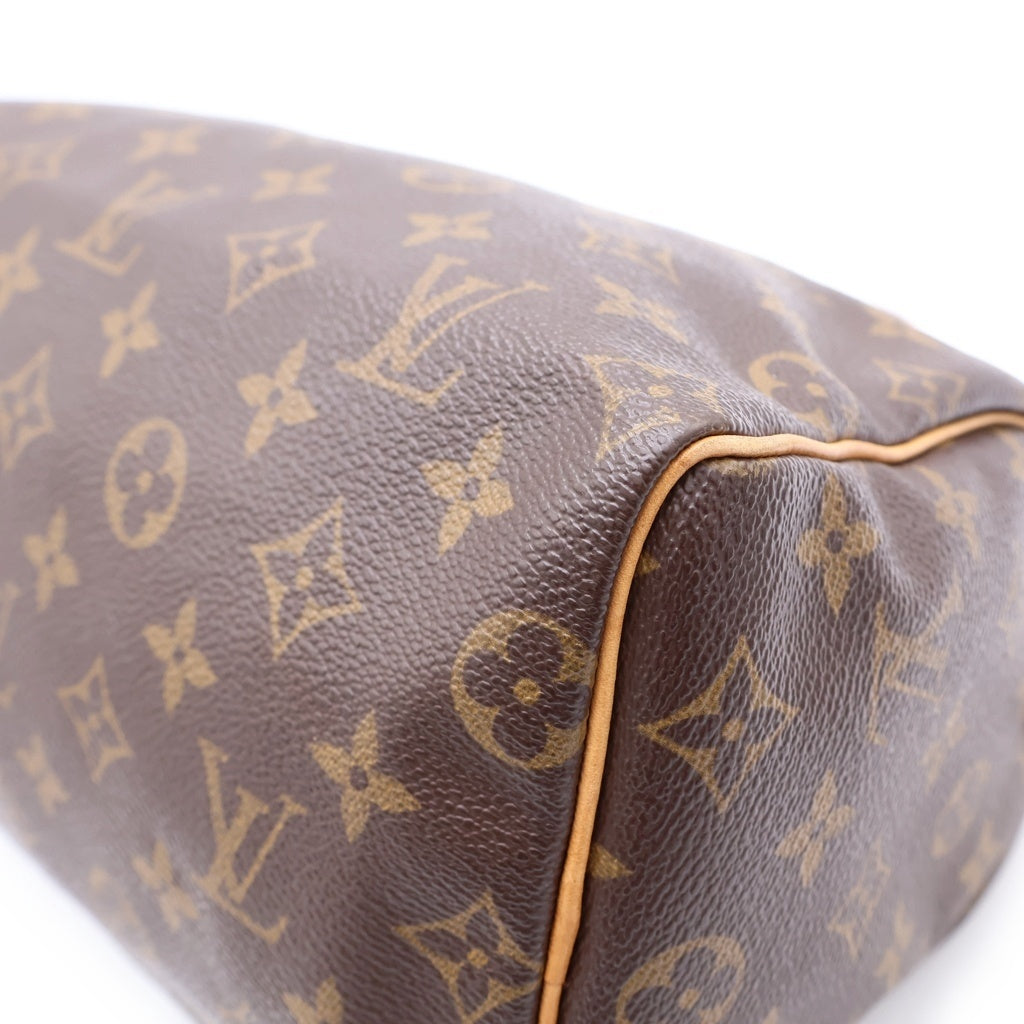 LOUIS VUITTON(ルイヴィトン) モノグラム スピーディ25 ボストンバッグ ミニバッグ ブラウン レザー×PVC M41528 ゴールド金具