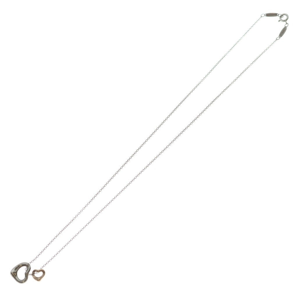 TIFFANY & Co.(ティファニー) エルサペレッティ ダブルオープンハートネックレス ペンダント チェーン シルバー×ピンクゴールド Ag925/Au750PG レディース