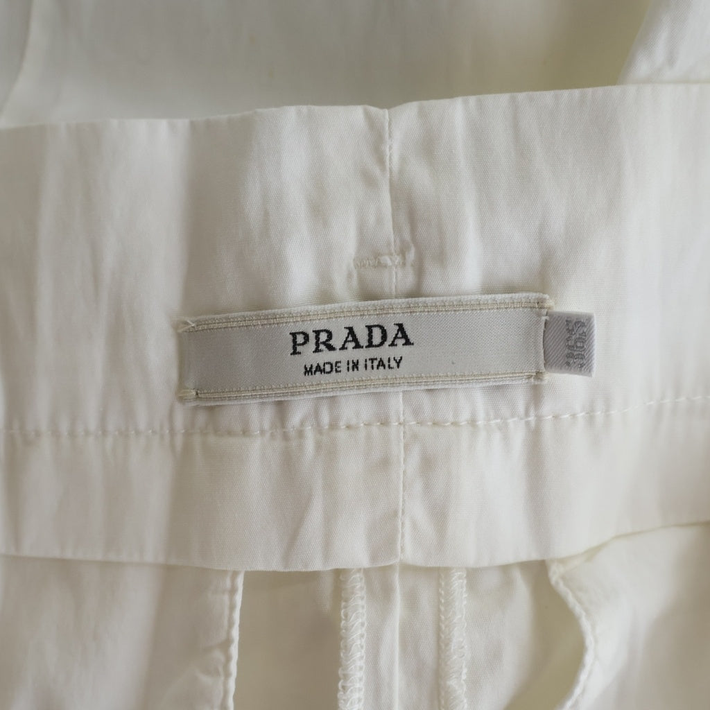 PRADA(プラダ) コットンロングパンツ スラックス イタリア製 ホワイト P2346 レディース