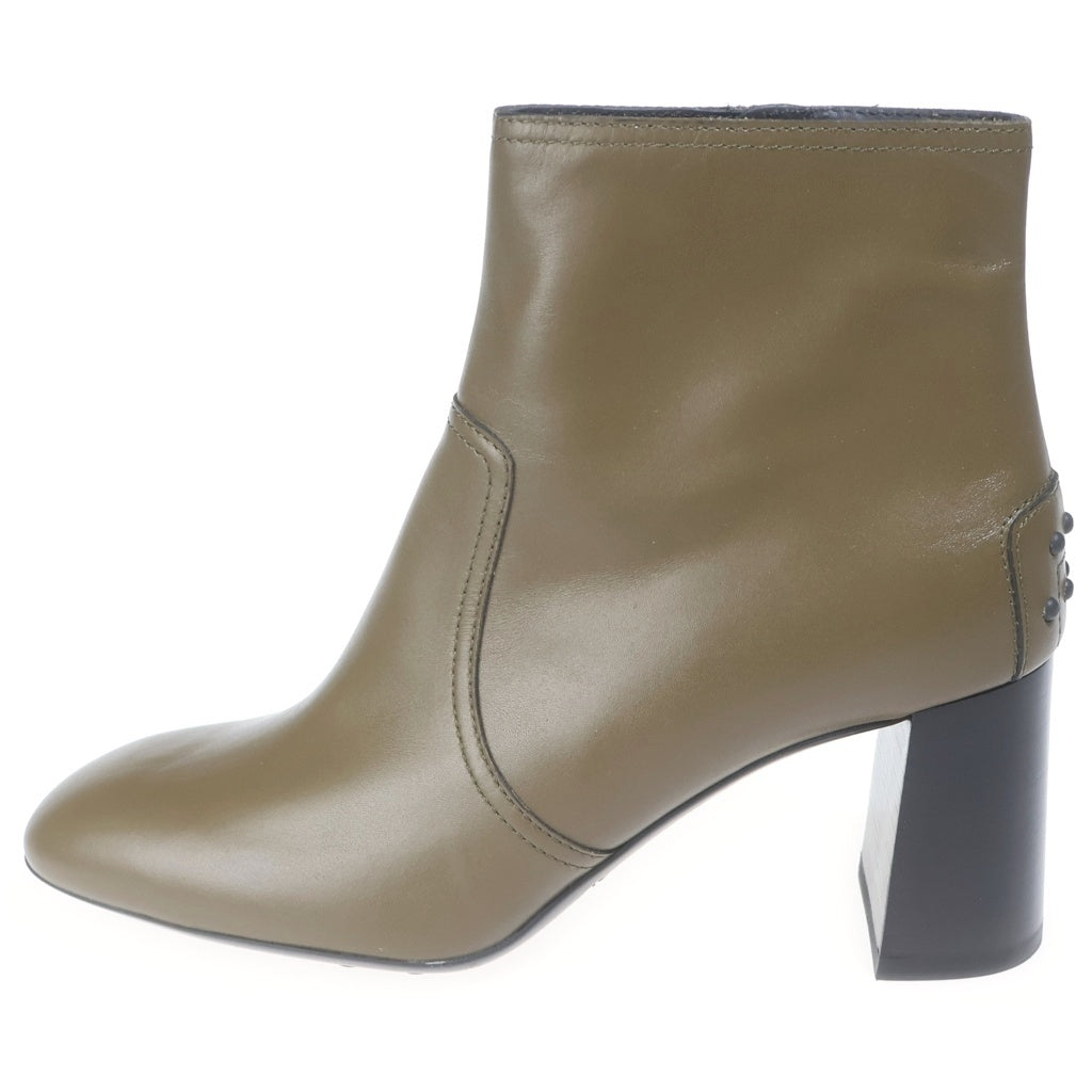 TOD'S(トッズ) レザー ヒールブーツ カーキ #39 レディース