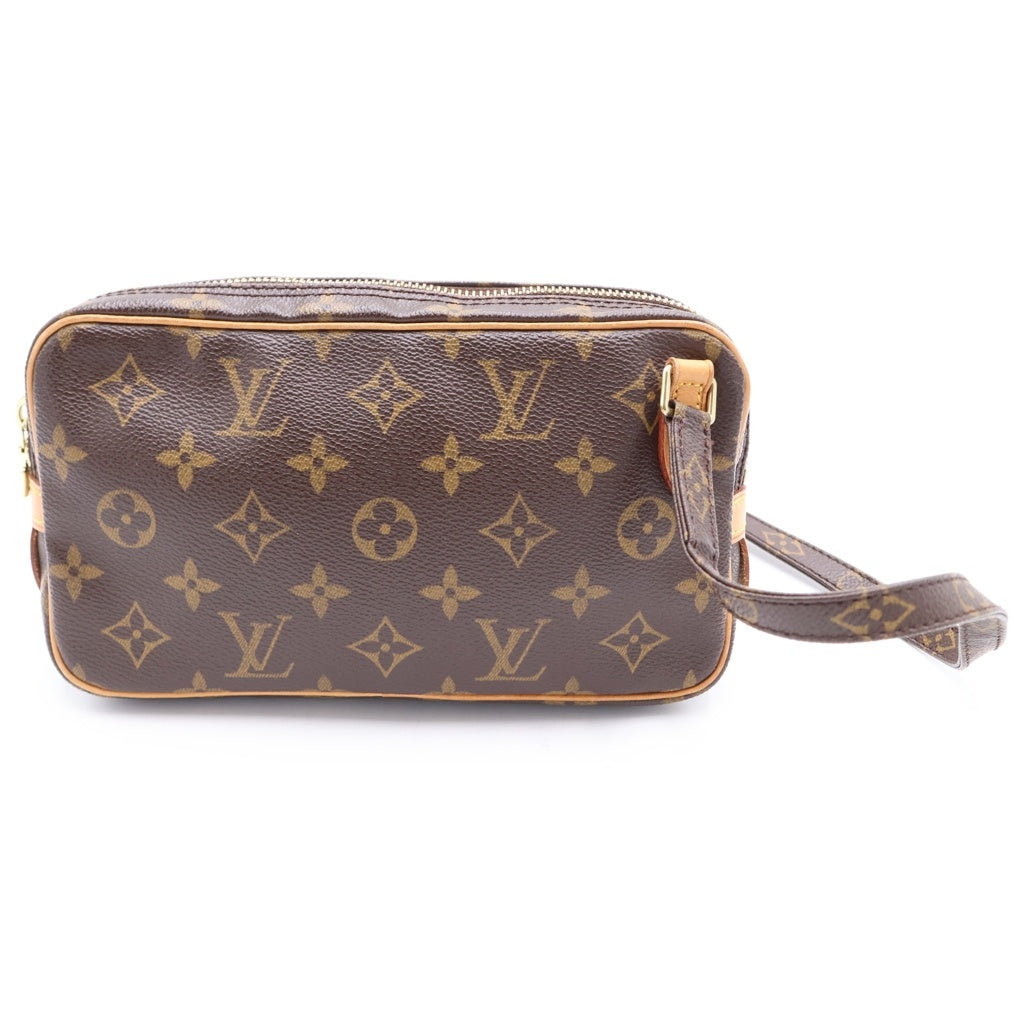 LOUIS VUITTON(ルイヴィトン) モノグラム マルリーバンドリエール ショルダーバッグ ミニバッグ ブラウン レザー×PVC M51828 ゴールド金具