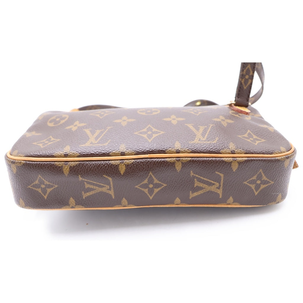 LOUIS VUITTON(ルイヴィトン) モノグラム マルリーバンドリエール ショルダーバッグ ミニバッグ ブラウン レザー×PVC M51828 ゴールド金具