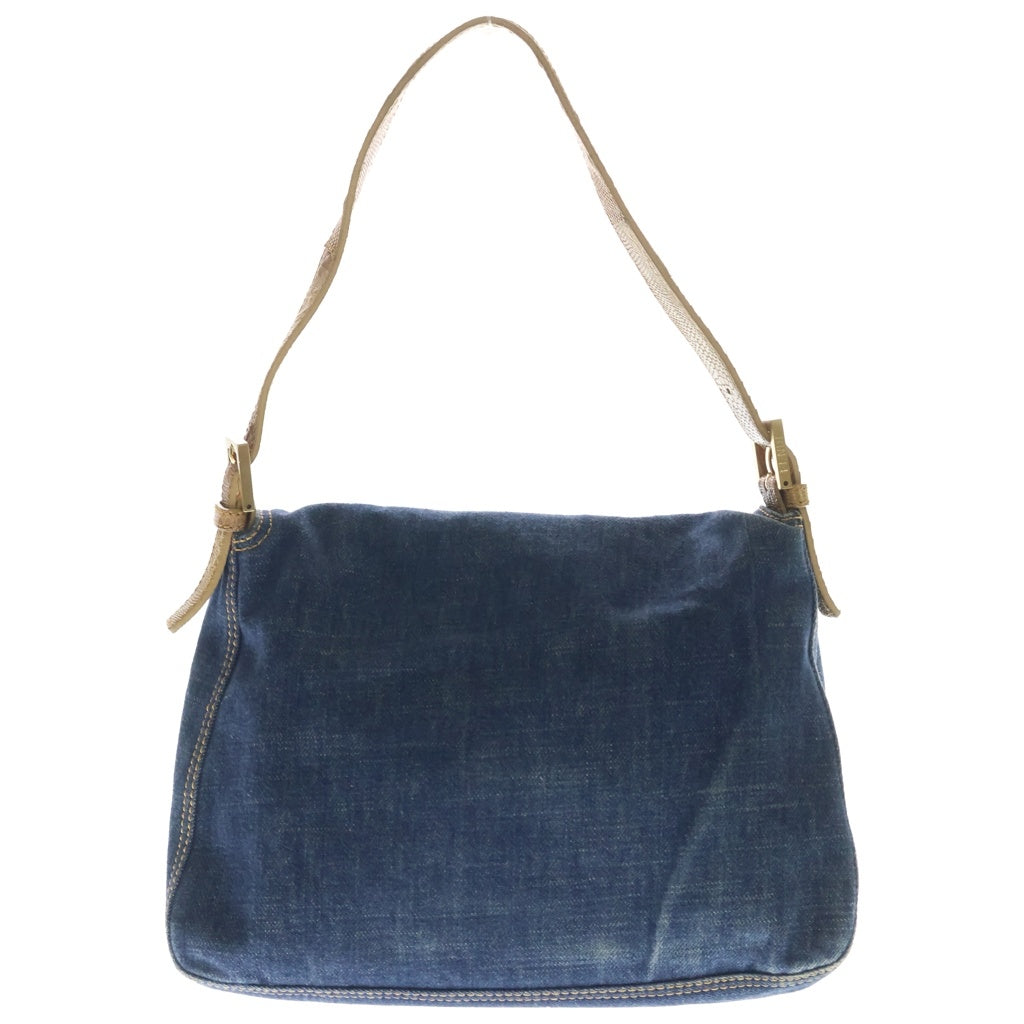 FENDI(フェンディ) マンマバケット デニムショルダーバッグ FFロゴ ゴールド金具 ブルー 8BR001 レディース