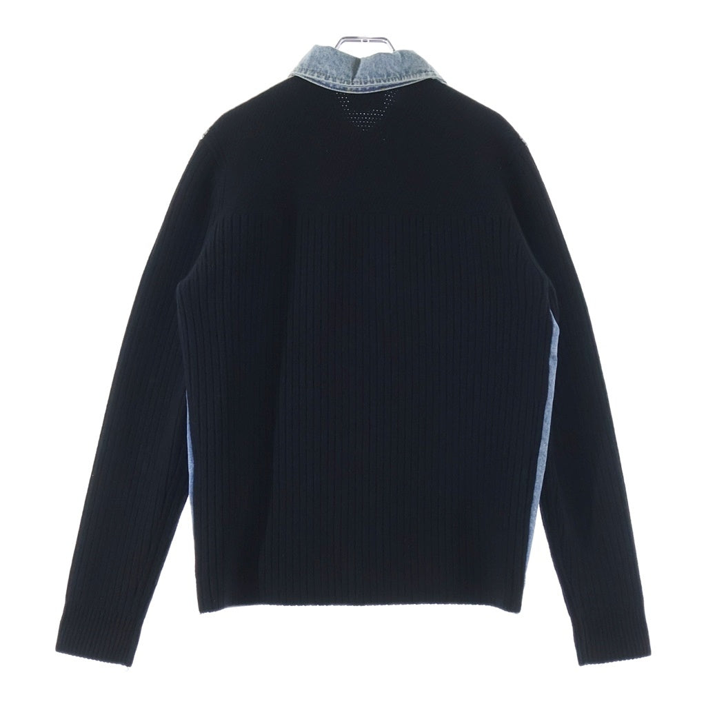 DIESEL(ディーゼル) ニット切替 デニムジャケット コットン×ウール アウター #S ブルー/ブラック