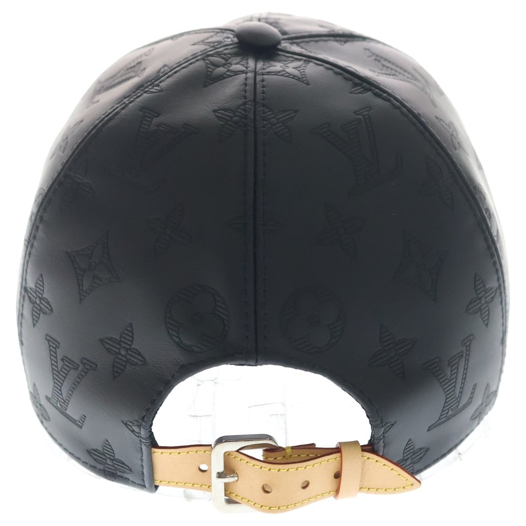 LOUIS VUITTON(ルイヴィトン) モノグラムシャドウ ベースボールキャップ 帽子 ロゴ レザー ブラック M76580 レディース