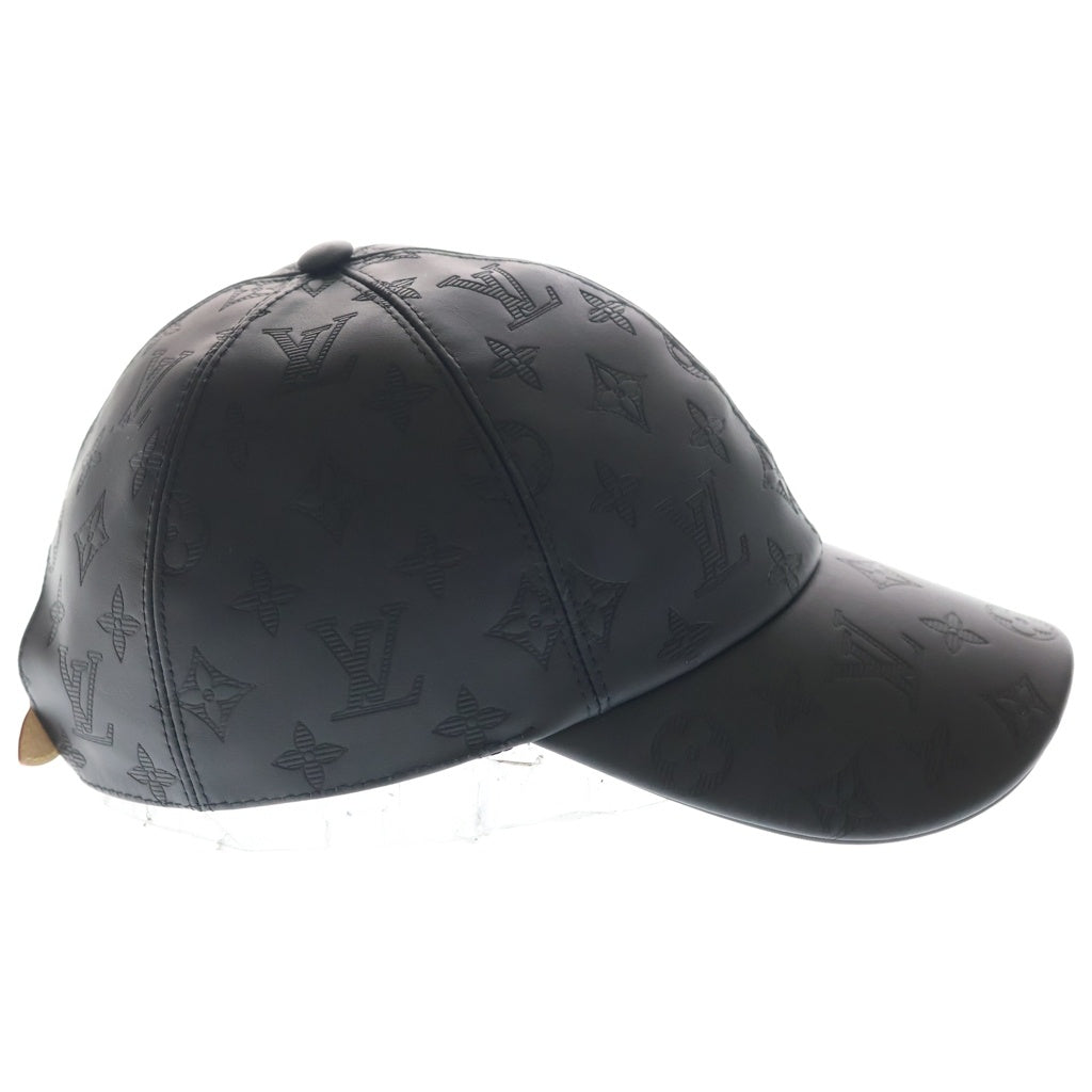 LOUIS VUITTON(ルイヴィトン) モノグラムシャドウ ベースボールキャップ 帽子 ロゴ レザー ブラック M76580 レディース
