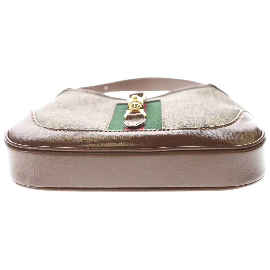 GUCCI(グッチ) GGスプリーム ジャッキー1961 ショルダーバッグ ベージュ×ブラウン PVC×レザー 637092 ゴールド金具 レディース
