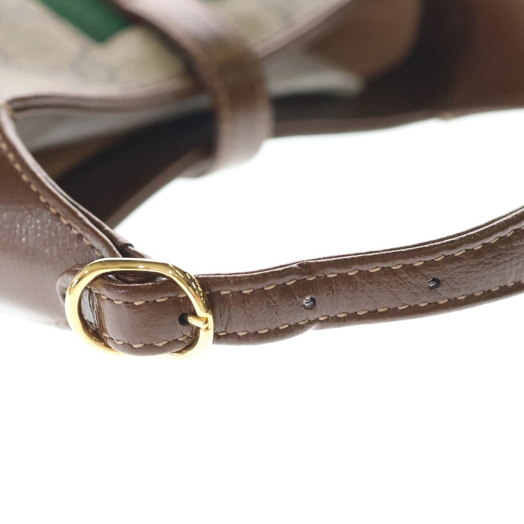 GUCCI(グッチ) GGスプリーム ジャッキー1961 ショルダーバッグ ベージュ×ブラウン PVC×レザー 637092 ゴールド金具 レディース