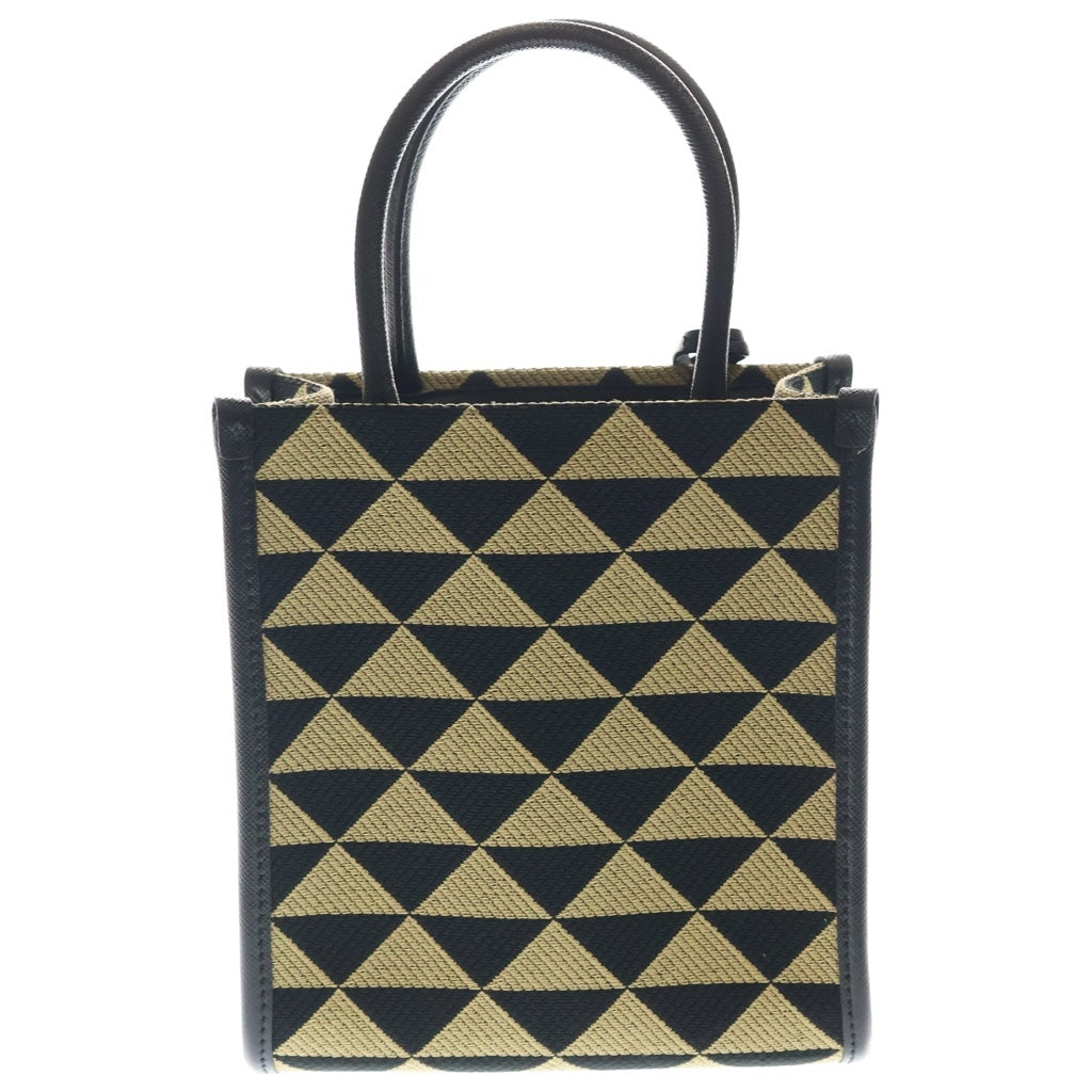 PRADA(プラダ) シンボル エンブロイダリー ジャガード ファブリック ミニ 2wayバック キャンバス ブラウン/ブラック 1BA355 レディース
