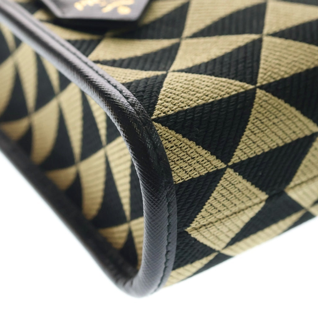 PRADA(プラダ) シンボル エンブロイダリー ジャガード ファブリック ミニ 2wayバック キャンバス ブラウン/ブラック 1BA355 レディース