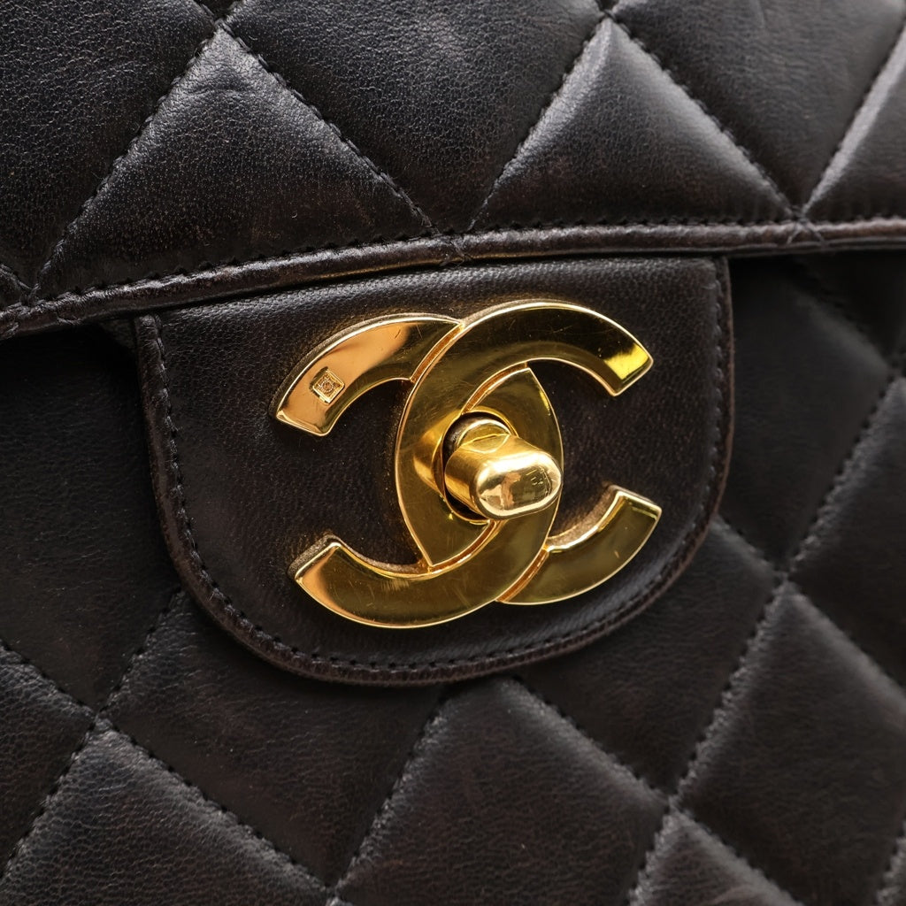 CHANEL(シャネル) デカマトラッセ30 ラムスキン ゴールド金具 チェーンショルダーバッグ ブラック レディース