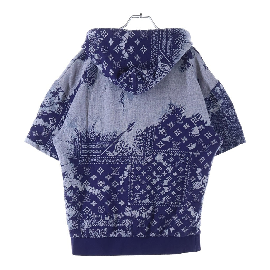 LOUIS VUITTON(ルイヴィトン) モノグラム バンダナ ショートスリーブ ニット フーディ 半袖 パーカー コットン #S ブルー RM222M N3 NHY28W