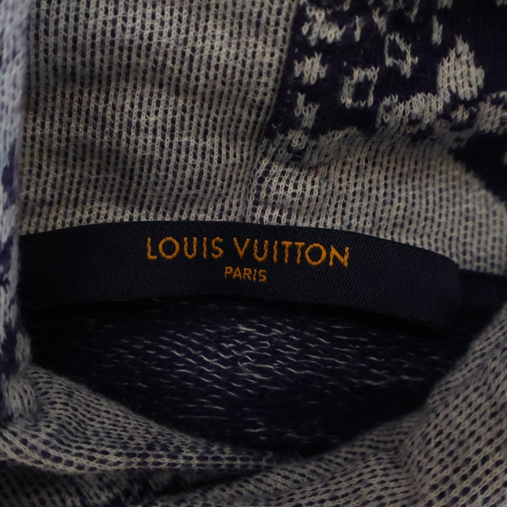 LOUIS VUITTON(ルイヴィトン) モノグラム バンダナ ショートスリーブ ニット フーディ 半袖 パーカー コットン #S ブルー RM222M N3 NHY28W