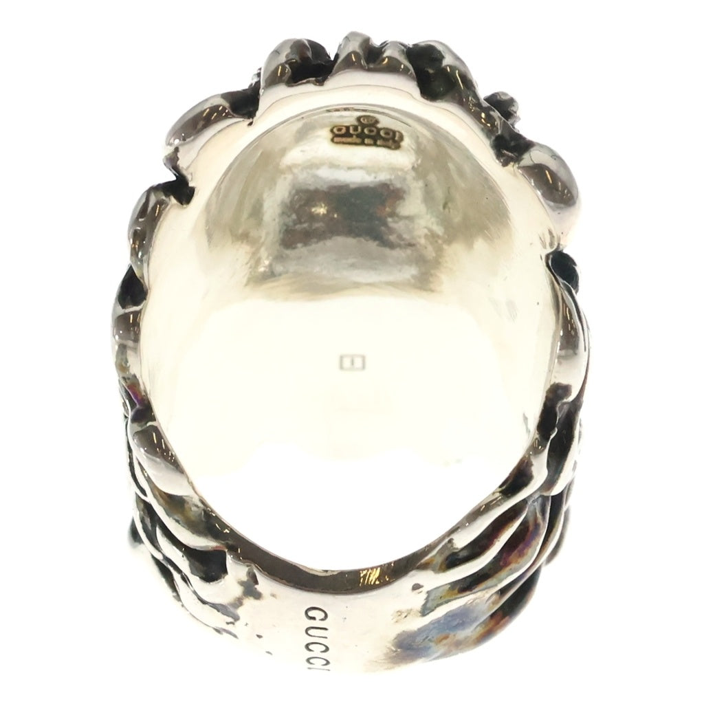 GUCCI(グッチ) ライオンヘッド ブラッククリスタル リング シルバー 402763 #11
