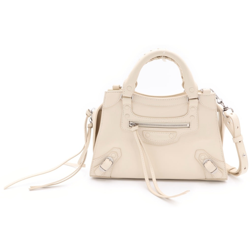 BALENCIAGA(バレンシアガ) ネオ クラシック シティ XS 2WAYハンドバッグ ショルダーバッグ アイボリー レザー 696495 シルバー金具 レディース