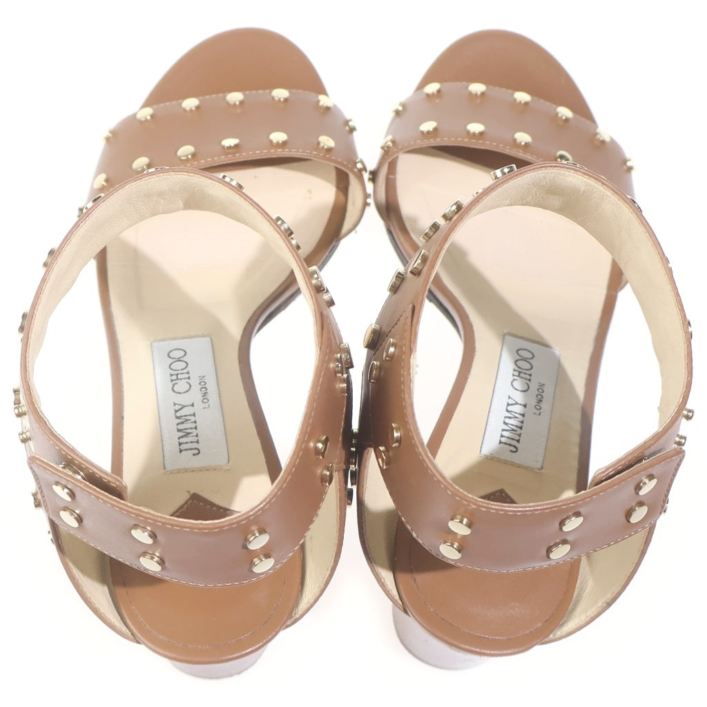 JIMMY CHOO(ジミーチュウ) スタッズ ヒールサンダル ブラウン #36 1/2 レディース