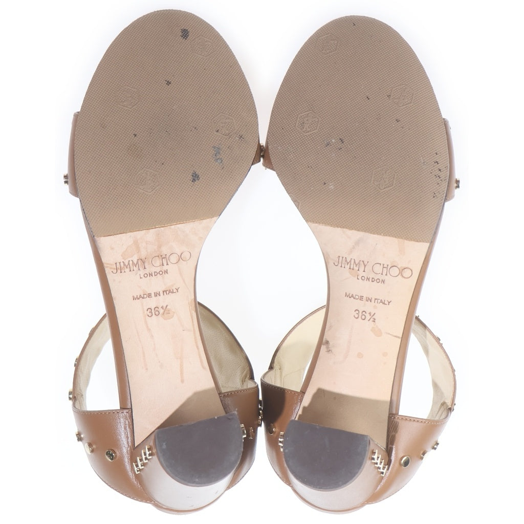 JIMMY CHOO(ジミーチュウ) スタッズ ヒールサンダル ブラウン #36 1/2 レディース
