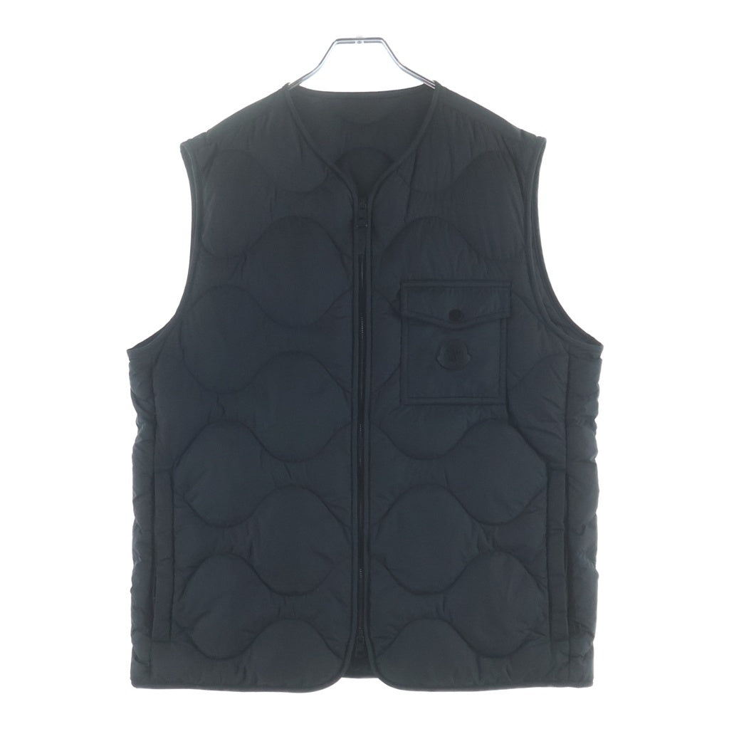 MONCLER(モンクレール) TAMBOSI GILET ジップアップ ダウンベスト ナイロン レザーパッチ ブラック C-ZIND-24-51644