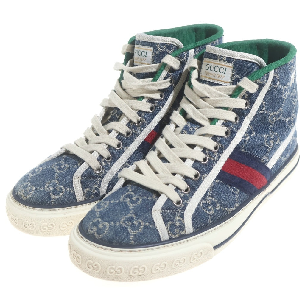 GUCCI(グッチ) GGキャンバス 1977 テニス ハイカットスニーカー インディゴブルー