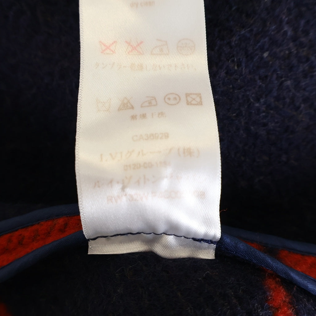 LOUIS VUITTON(ルイヴィトン) 13AW ベルテッドポンチョ ウール フード ゴールド金具 レッド/ネイビー RW132W F4OO05W0B レディース